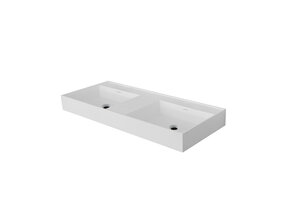 Wastafel Wonda Square 120cm - Kunstmarmer Dubbele wasbak - 2 kraangaten