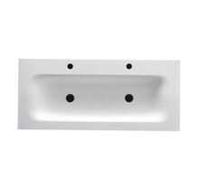 Wastafel Wonda Round Slim 120cm - Kunstmarmer enkele wasbak - 2 kraangaten