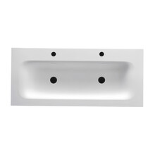 Wastafel Wonda Round Slim 120cm - Kunstmarmer enkele wasbak - 2 kraangaten