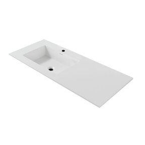 Wastafel Wonda Square slim Links 120cm - Kunstmarmer wasbak met 1 kraangat