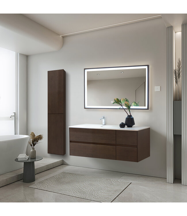 Wastafel Wonda Square slim Links 120cm - Kunstmarmer wasbak met 1 kraangat