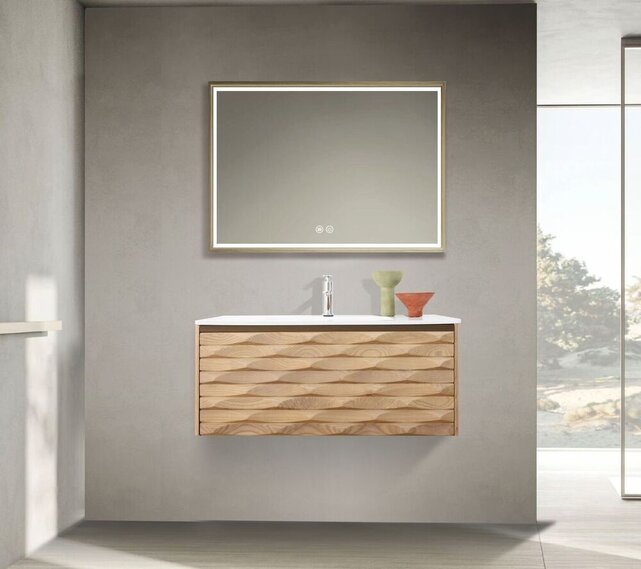 Wastafel Wonda Square slim 80cm - Kunstmarmer wasbak met 1 kraangat