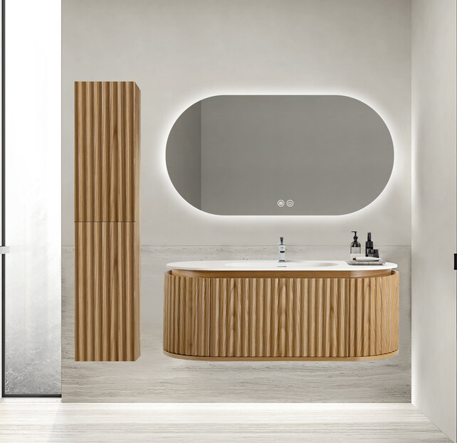 Wastafelonderkast Begonia Curve 100cm Naturel Eiken