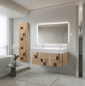 Wastafelonderkast Mimoza 120cm Licht Eiken Massief – 1 lade