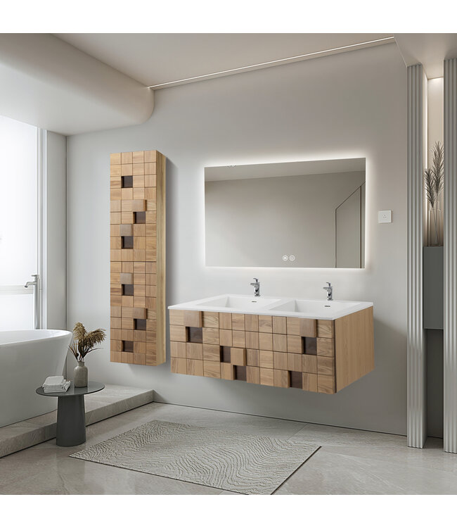 Wastafelonderkast Mimoza 120cm Licht Eiken Massief – 1 lade