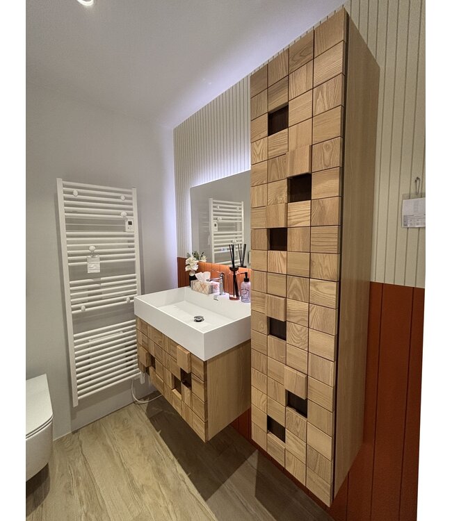 Wastafelonderkast Mimoza 80cm Licht Eiken Massief – 1 lade