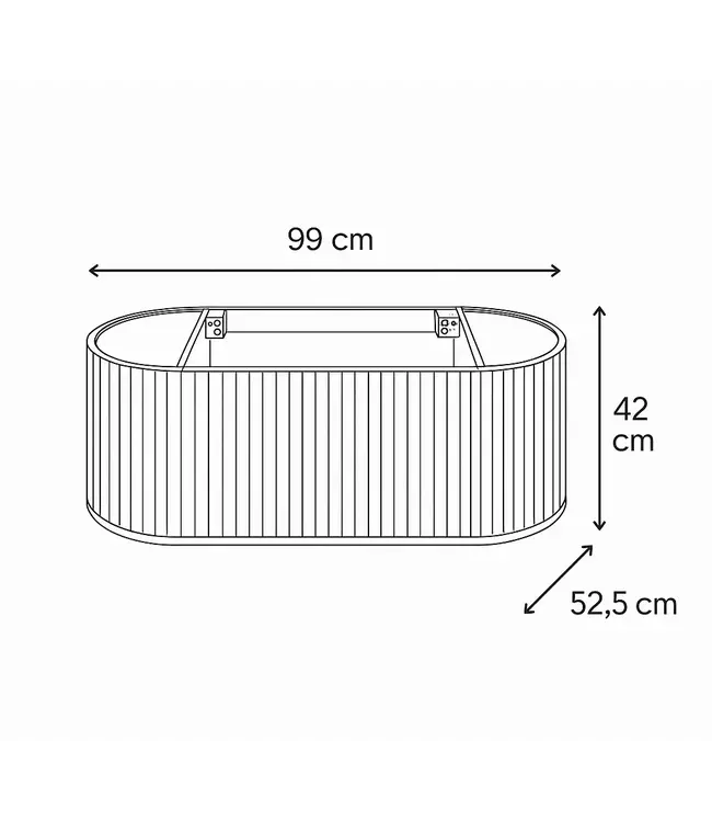 Wastafelonderkast Begonia Curve 100cm Zwart Eiken