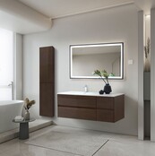 Wastafelonderkast Layda 120cm Donker Walnoot met ribbels – 4 lades