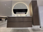 Wastafelonderkast Layda 120cm Donker Walnoot met ribbels – 4 lades