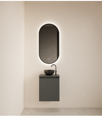 GLISS DESIGN Toiletmeubel Gliss Echo Graphite Grijs 40x50cm met toppaneel