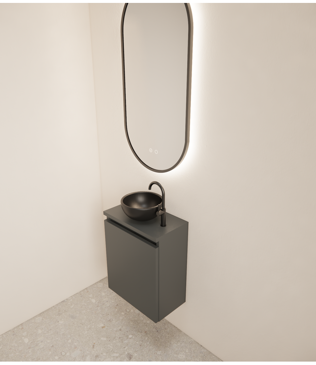 Toiletmeubel Gliss Echo Graphite Grijs 40x50cm met toppaneel