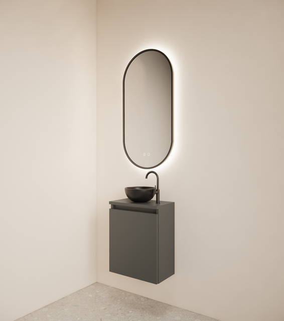 Toiletmeubel Gliss Echo Graphite Grijs 40x50cm met toppaneel
