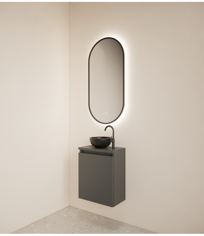 Toiletmeubel Gliss Echo Graphite Grijs 40x50cm met toppaneel