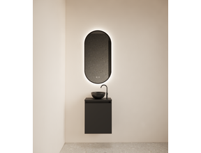 Toiletmeubel Gliss Echo Mat Zwart 40x50cm met toppaneel