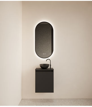 GLISS DESIGN Toiletmeubel Gliss Echo Mat Zwart 40x50cm met toppaneel