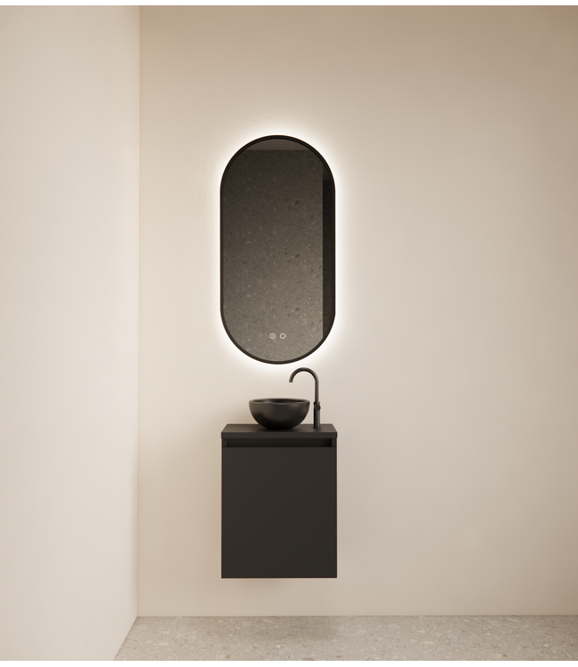 Toiletmeubel Gliss Echo Mat Zwart 40x50cm met toppaneel