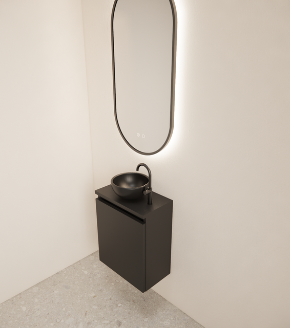 Toiletmeubel Gliss Echo Mat Zwart 40x50cm met toppaneel