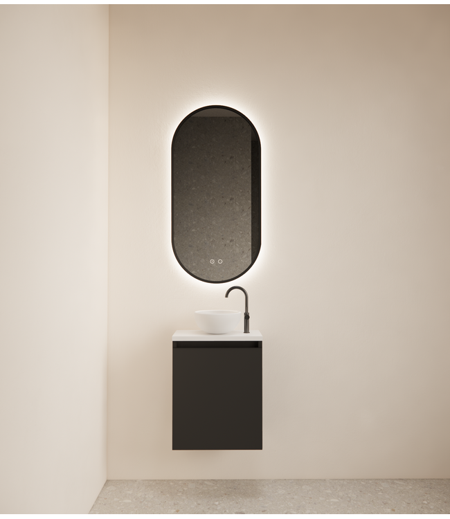 Toiletmeubel Gliss Echo Mat Zwart 40x50cm met toppaneel