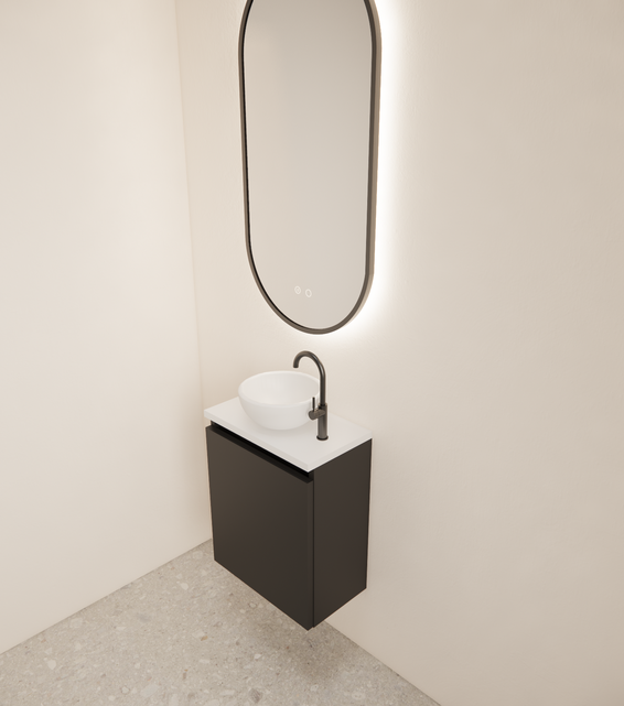 Toiletmeubel Gliss Echo Mat Zwart 40x50cm met toppaneel
