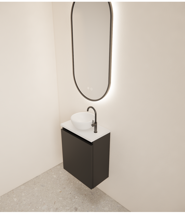 Toiletmeubel Gliss Echo Mat Zwart 40x50cm met toppaneel