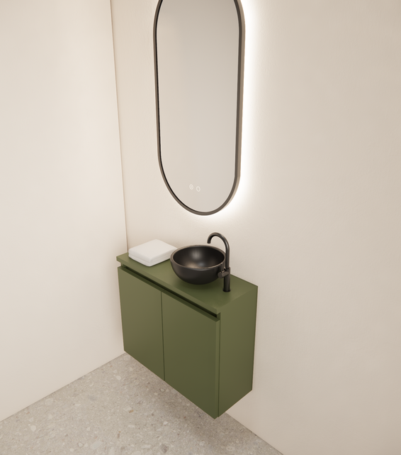 Toiletmeubel Gliss Echo Olijf Groen 60x50cm met toppaneel