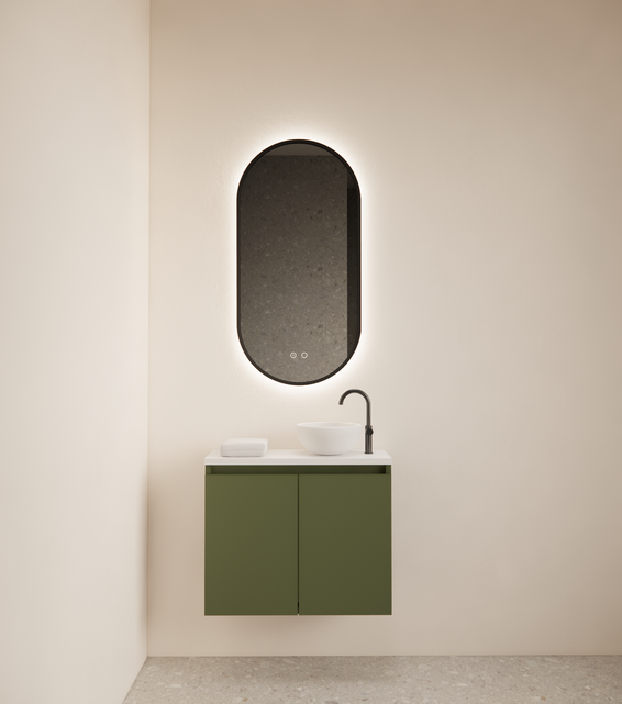 Toiletmeubel Gliss Echo Olijf Groen 60x50cm met toppaneel