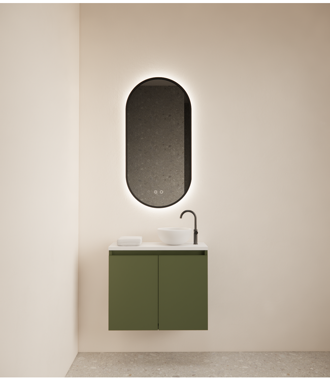 Toiletmeubel Gliss Echo Olijf Groen 60x50cm met toppaneel