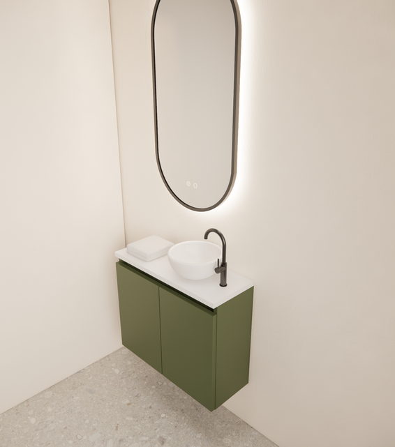 Toiletmeubel Gliss Echo Olijf Groen 60x50cm met toppaneel
