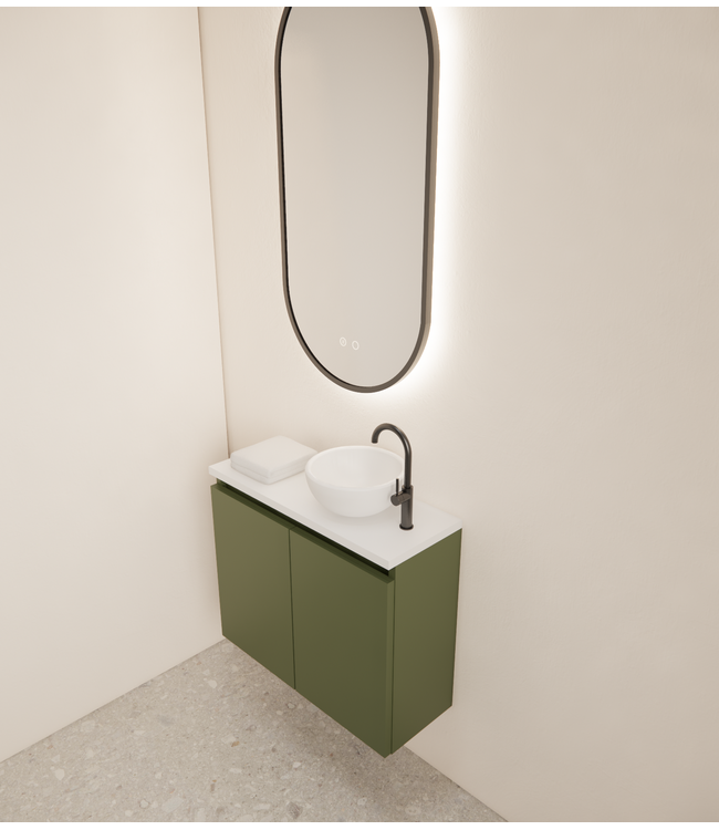 Toiletmeubel Gliss Echo Olijf Groen 60x50cm met toppaneel