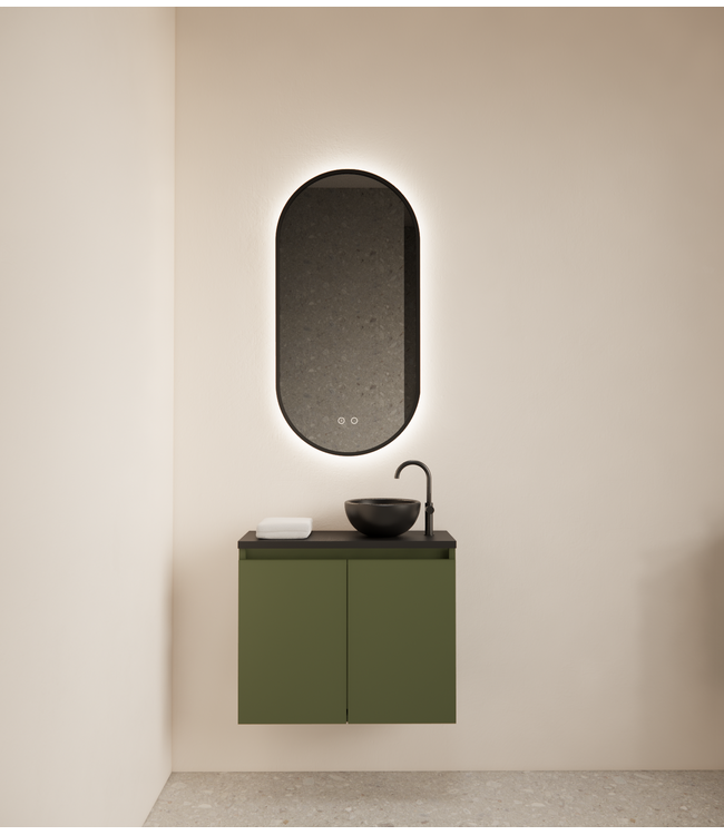 Toiletmeubel Gliss Echo Olijf Groen 60x50cm met toppaneel