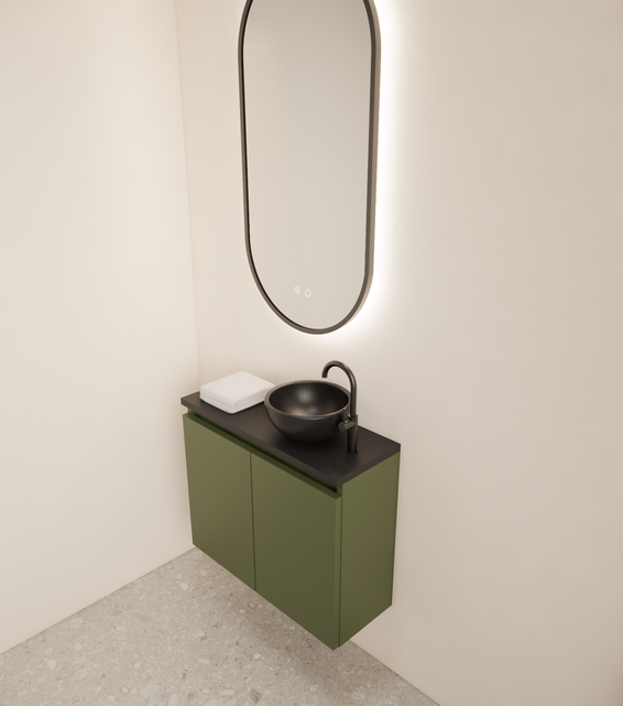 Toiletmeubel Gliss Echo Olijf Groen 60x50cm met toppaneel