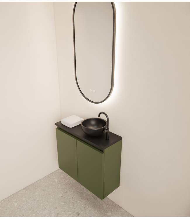 Toiletmeubel Gliss Echo Olijf Groen 60x50cm met toppaneel