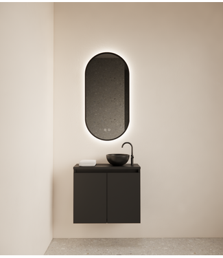 GLISS DESIGN Toiletmeubel Gliss Echo Mat Zwart 60x50cm met toppaneel