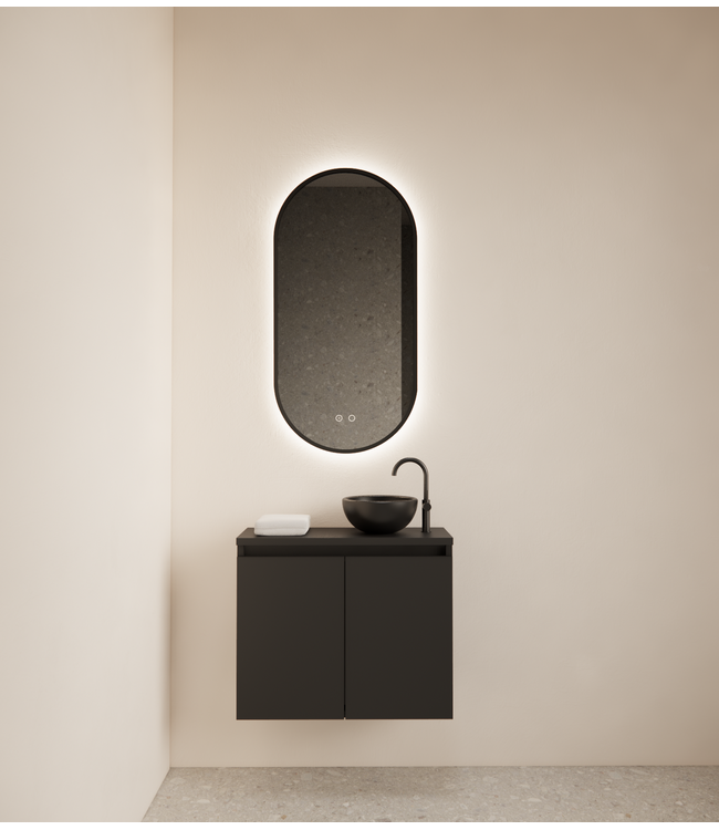 Toiletmeubel Gliss Echo Mat Zwart 60x50cm met toppaneel