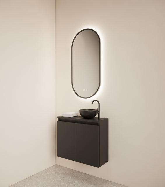 Toiletmeubel Gliss Echo Mat Zwart 60x50cm met toppaneel