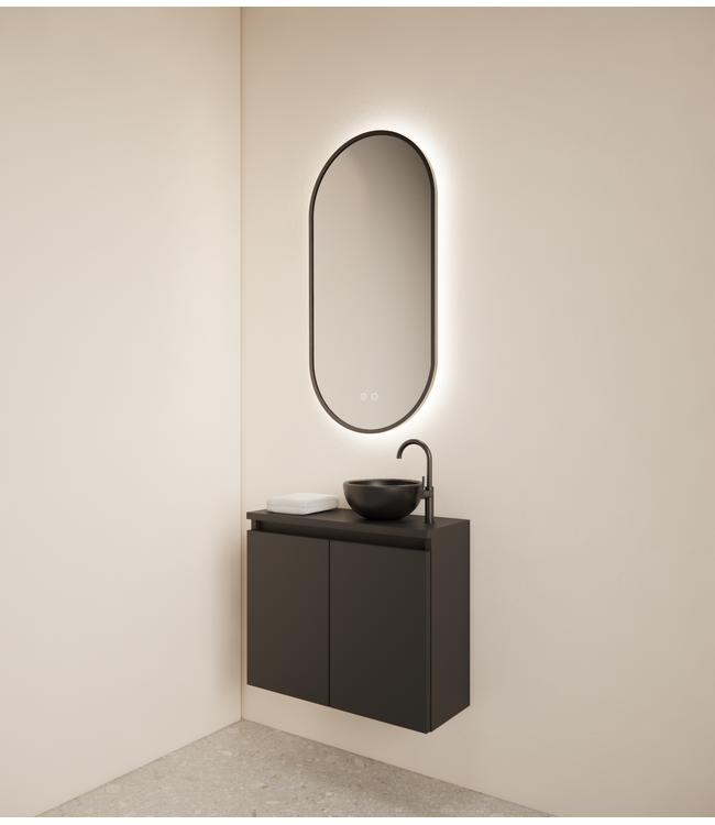 Toiletmeubel Gliss Echo Mat Zwart 60x50cm met toppaneel