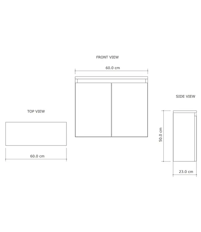Toiletmeubel Gliss Echo Graphite Grijs 60x50cm met toppaneel