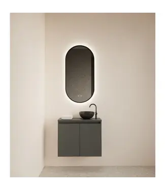 GLISS DESIGN Toiletmeubel Gliss Echo Graphite Grijs 60x50cm met toppaneel