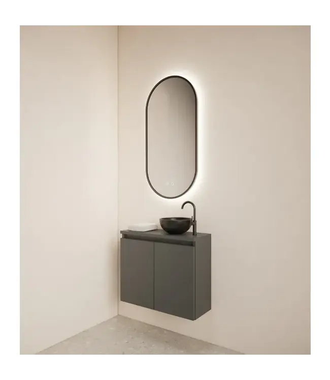 Toiletmeubel Gliss Echo Graphite Grijs 60x50cm met toppaneel