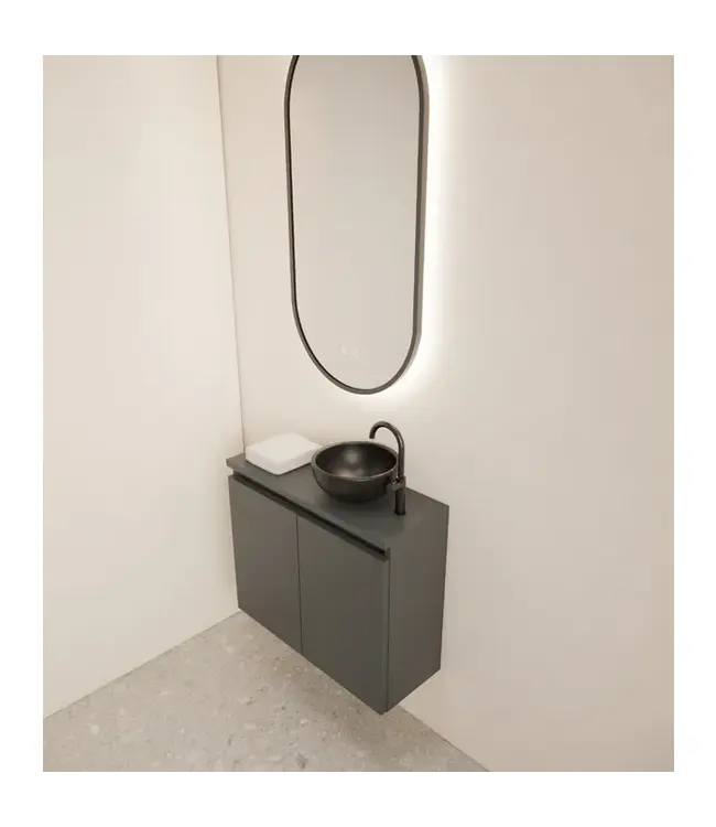 Toiletmeubel Gliss Echo Graphite Grijs 60x50cm met toppaneel