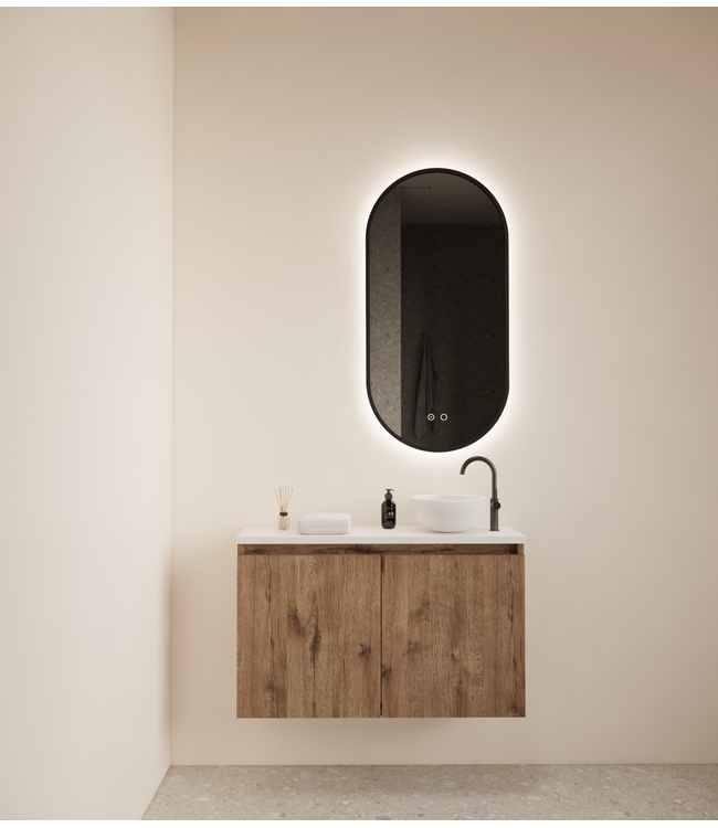 Toiletmeubel Gliss Echo Kasteel Eiken 80x50cm met toppaneel