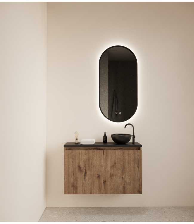 Toiletmeubel Gliss Echo Kasteel Eiken 80x50cm met toppaneel