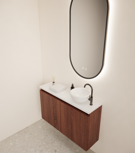 Toiletmeubel Gliss Echo Choco Eiken 80x50cm met toppaneel