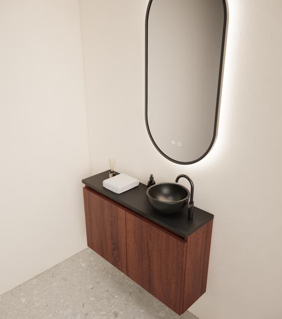 Toiletmeubel Gliss Echo Choco Eiken 80x50cm met toppaneel
