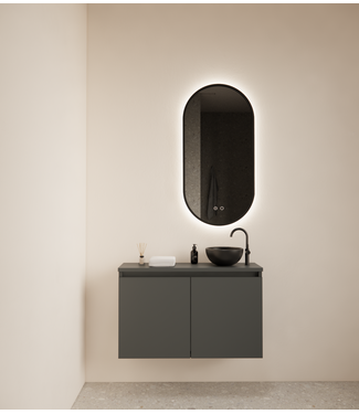 GLISS DESIGN Toiletmeubel Gliss Echo Graphite Grijs 80x50cm met toppaneel