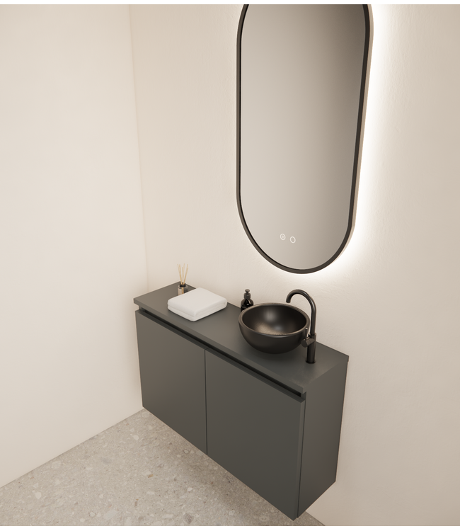 Toiletmeubel Gliss Echo Graphite Grijs 80x50cm met toppaneel