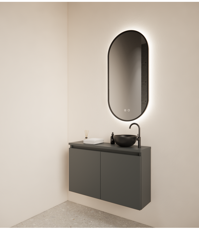 Toiletmeubel Gliss Echo Graphite Grijs 80x50cm met toppaneel