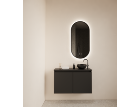 Toiletmeubel Gliss Echo Mat Zwart 80x50cm met toppaneel