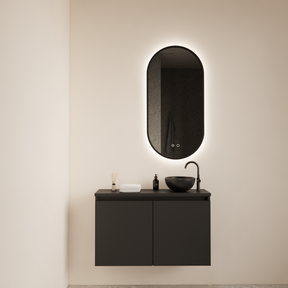 Toiletmeubel Gliss Echo Mat Zwart 80x50cm met toppaneel