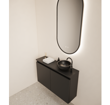 Toiletmeubel Gliss Echo Mat Zwart 80x50cm met toppaneel